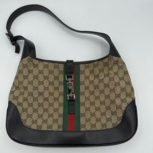 Gucci Monogram Jackie Web Stripe Hobo Bag
